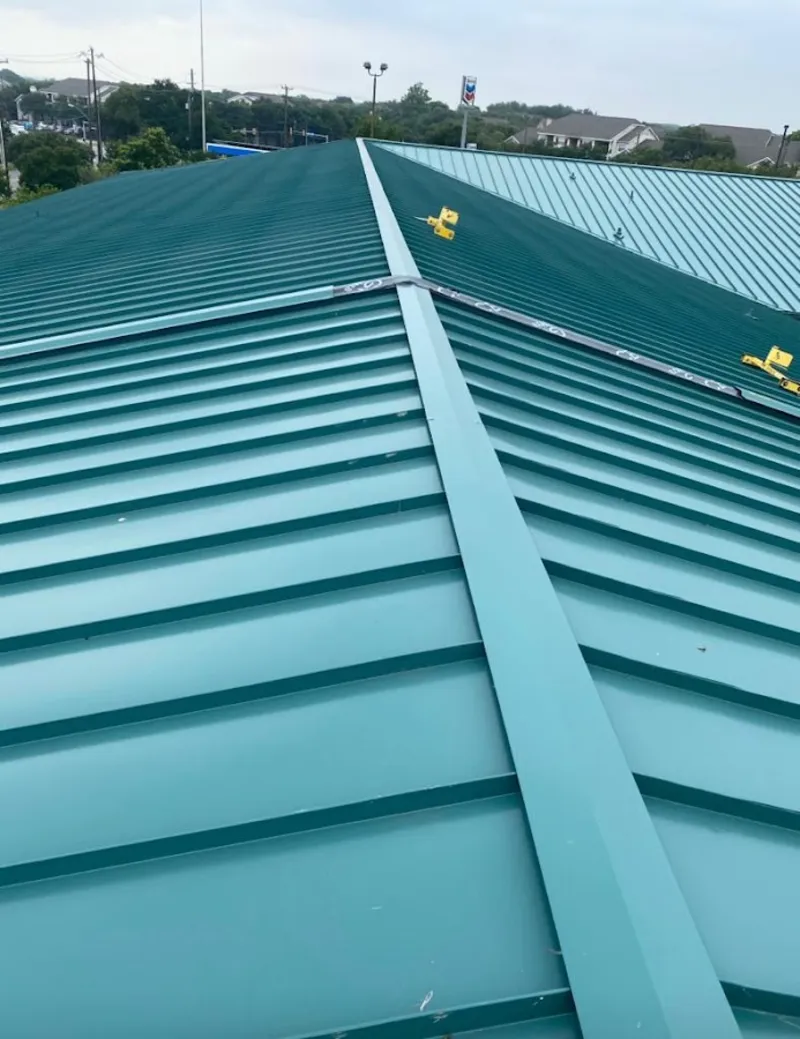 Green commercial metal roof ridge and valley for Metal Roof Repair in Augusta
